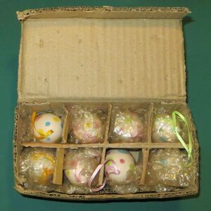 Set of 8 Ceramic Eggs In Box Decorated Easter And Home Decor